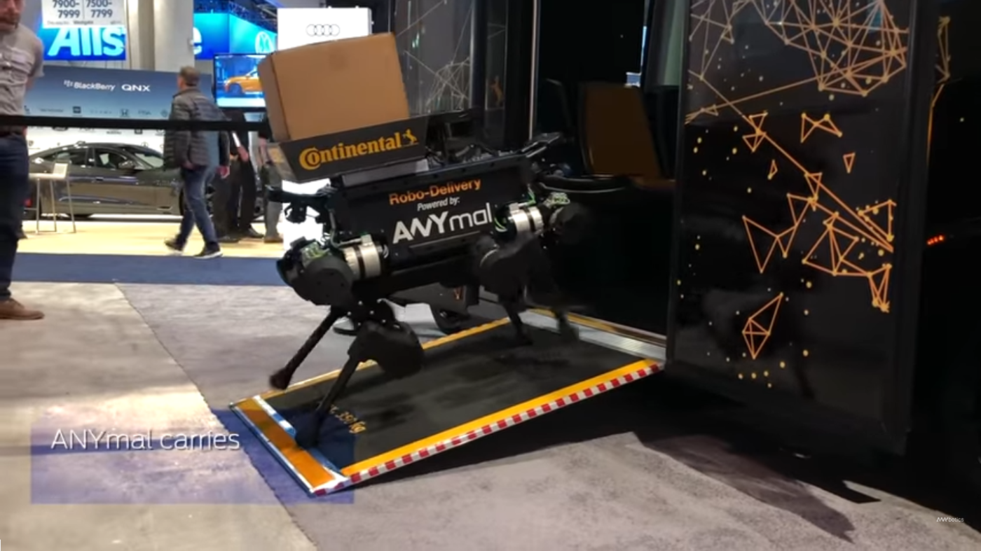 Video Last-Meter Robotic Package Delivery with ANYmal (CES 2019, ANYbotics & Continental)