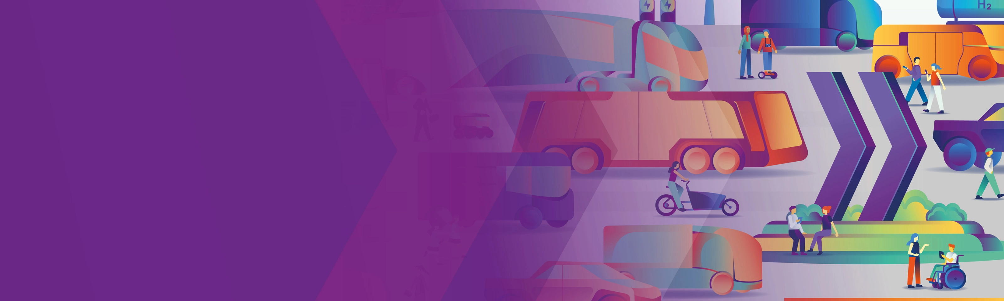 Headerbanner zur IAA Transportation mit Mobilitäts-Illustration.