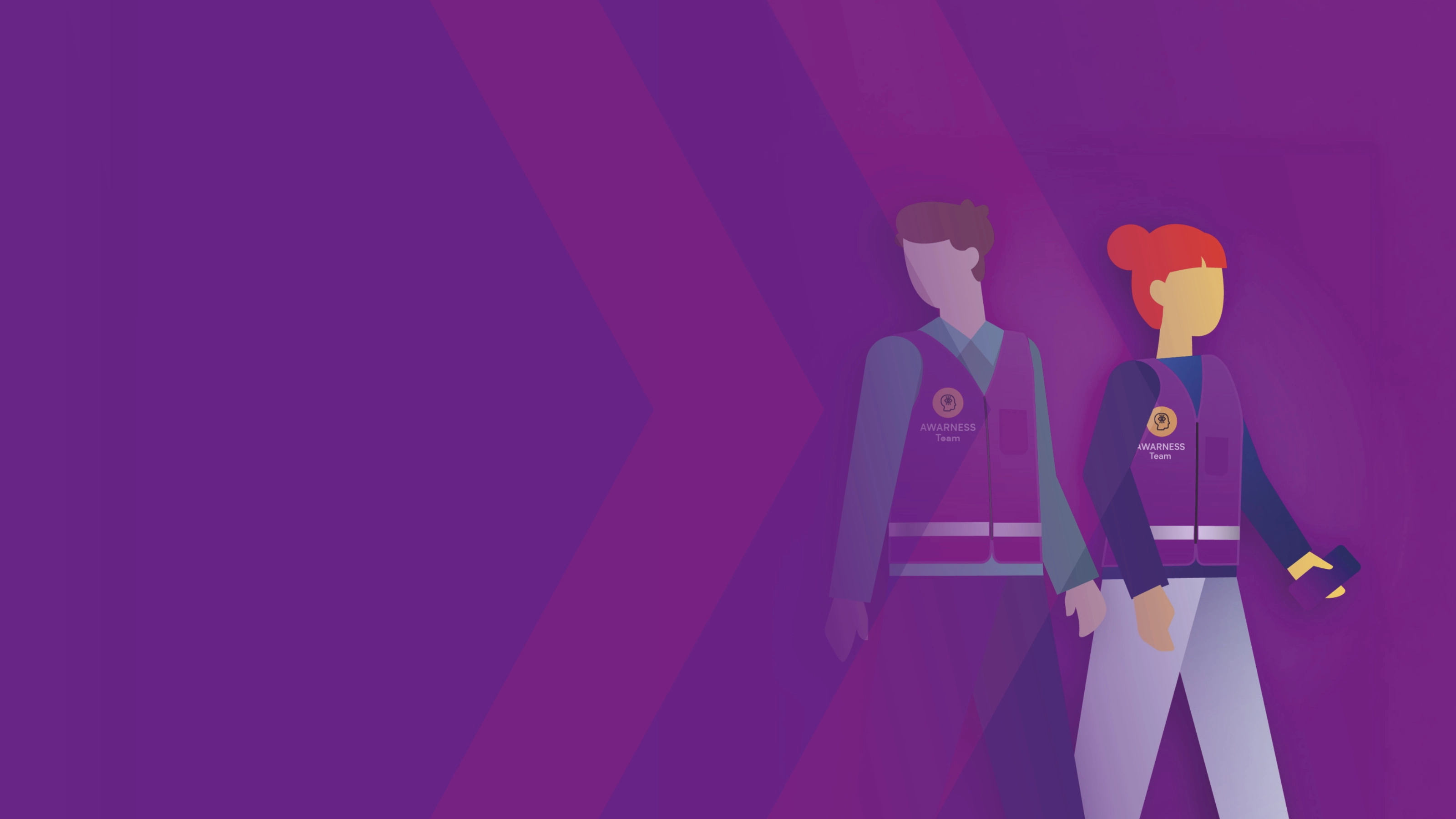 Illustration von zwei Mitgliedern des Awareness-Teams mit Sicherheitswesten.