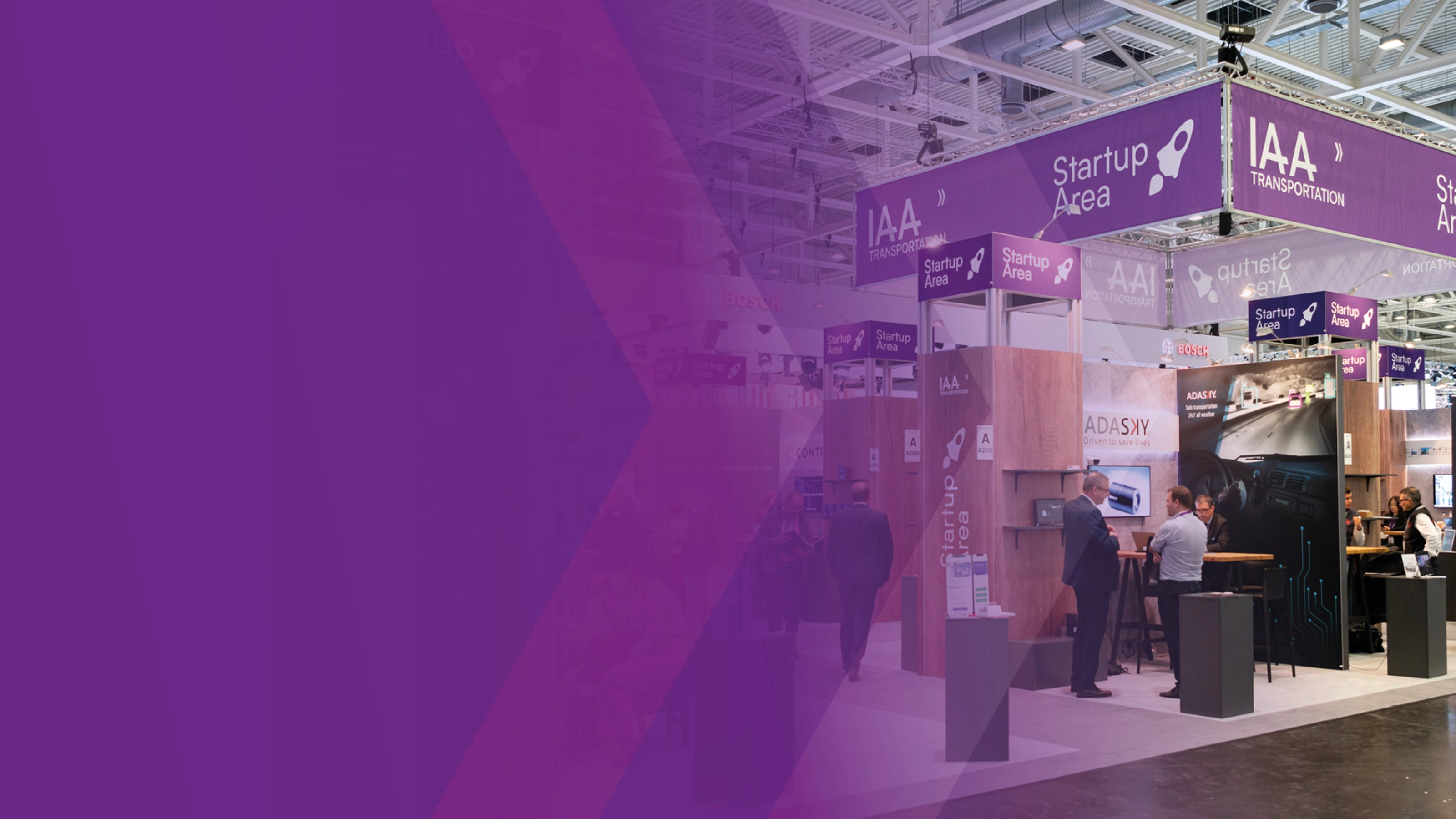 Startup Area booths at the IAA Transportation trade fair.