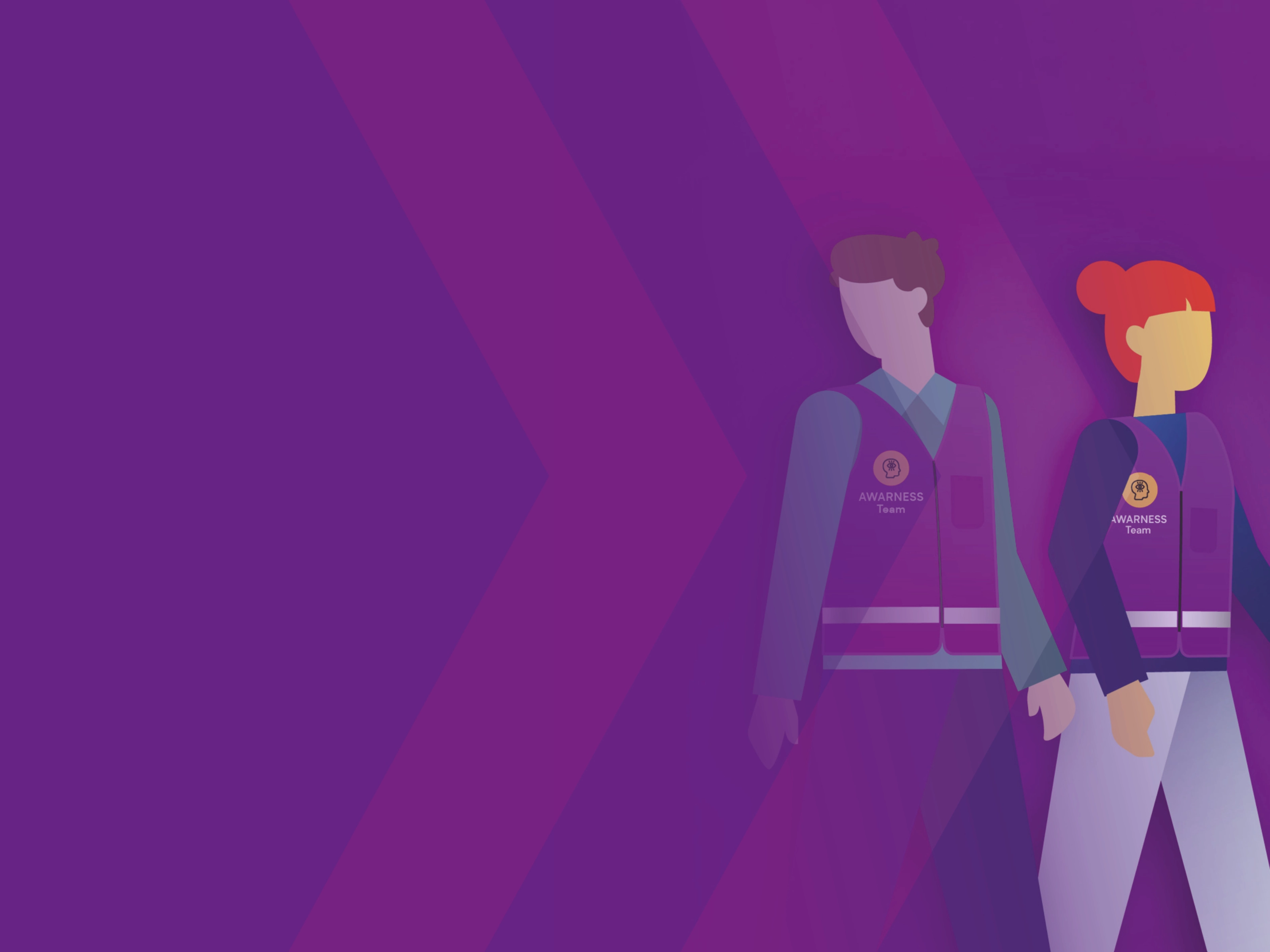 Illustration von zwei Mitgliedern des Awareness-Teams mit Sicherheitswesten.