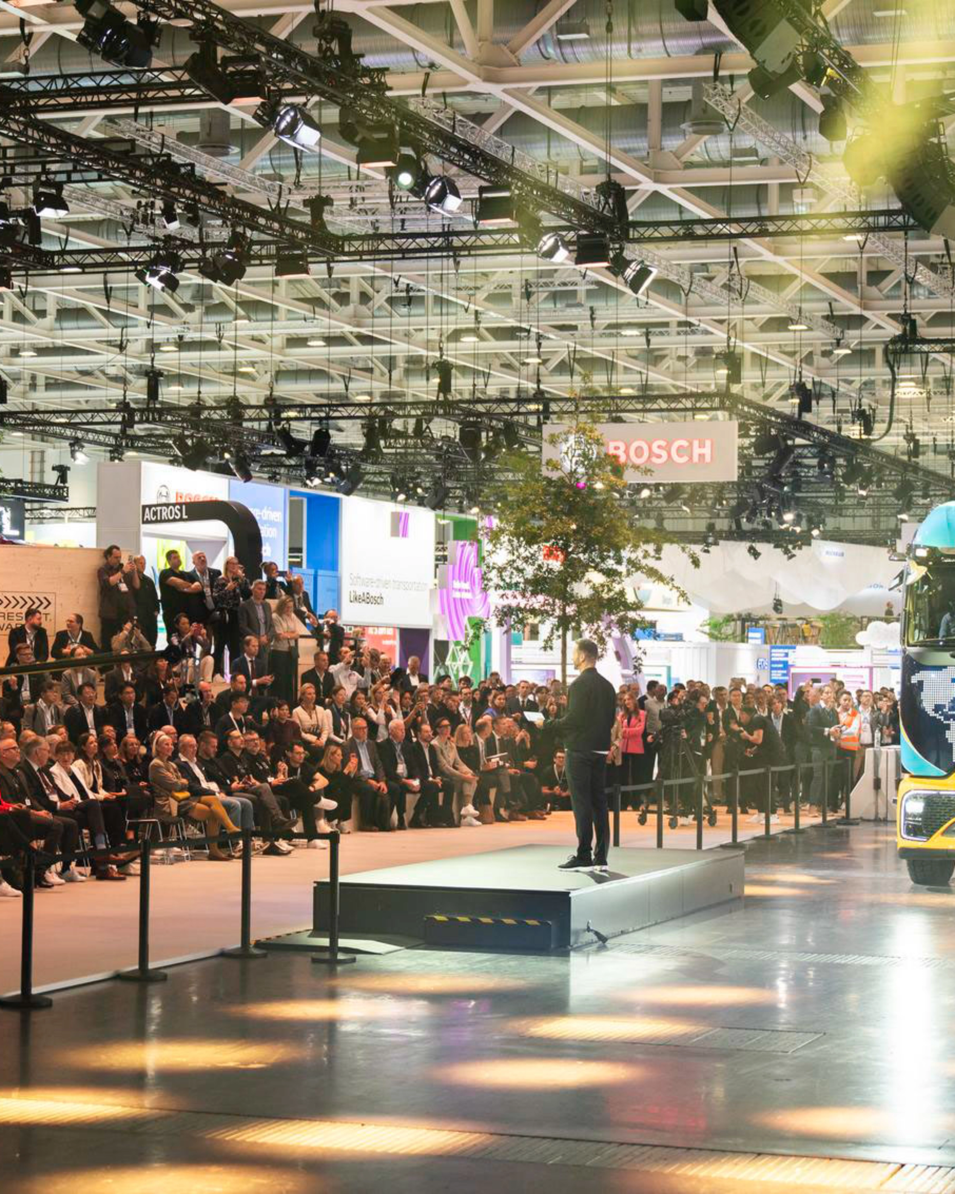 Electric truck presentation in front of a large audience at IAA Transportation.