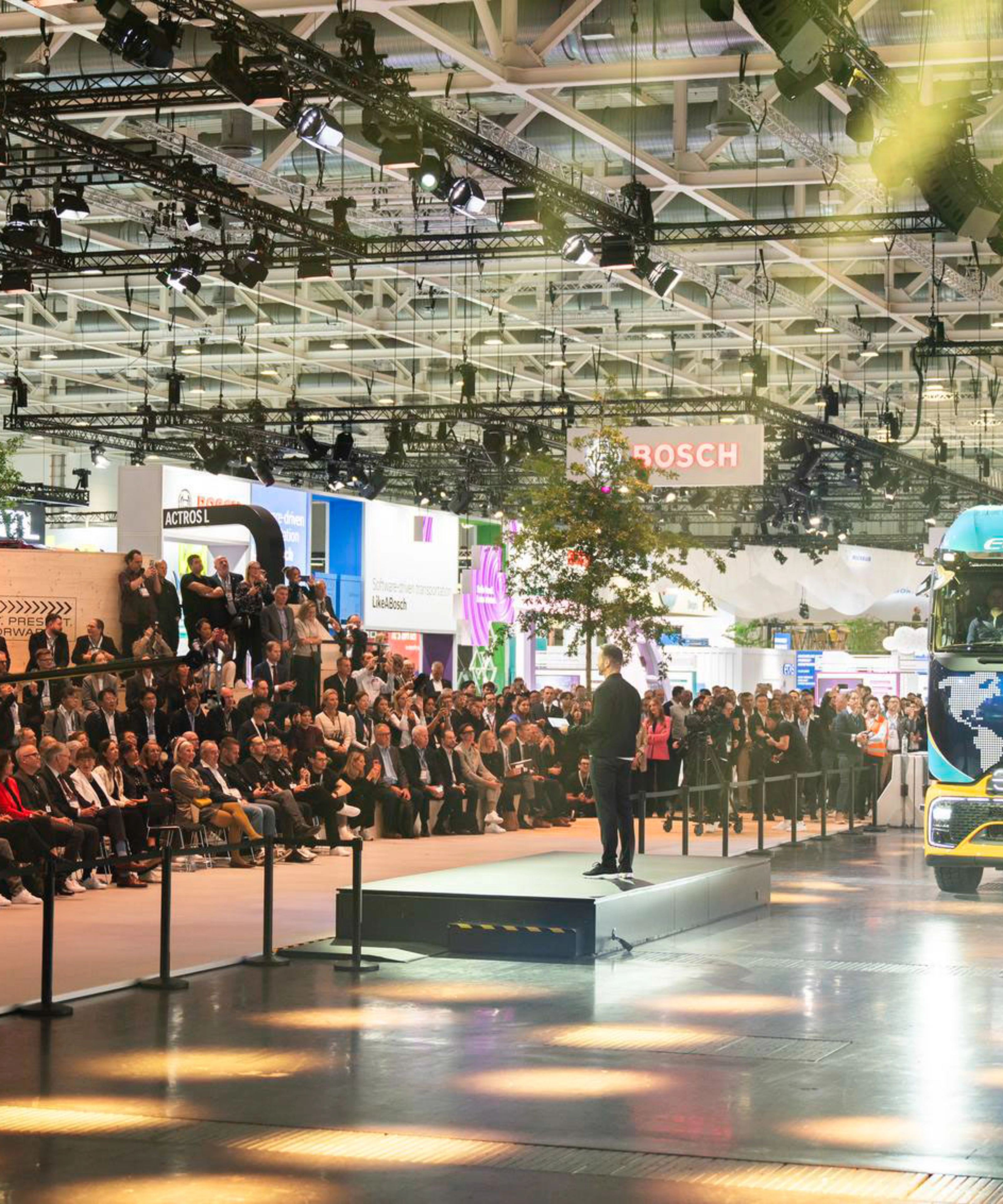 Electric truck presentation in front of a large audience at IAA Transportation.