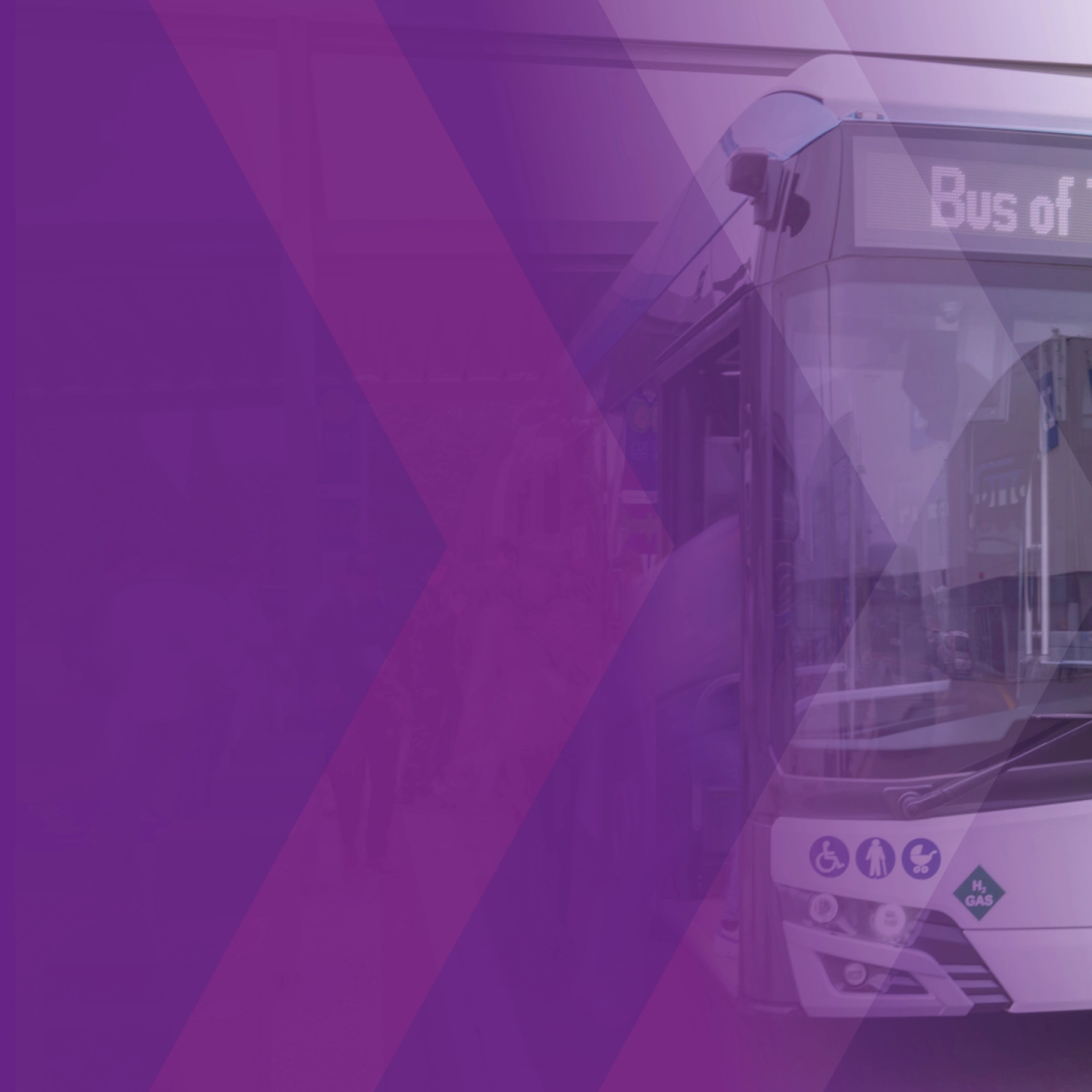 Bus with driver and display reading “Bus of The Year 2025”.