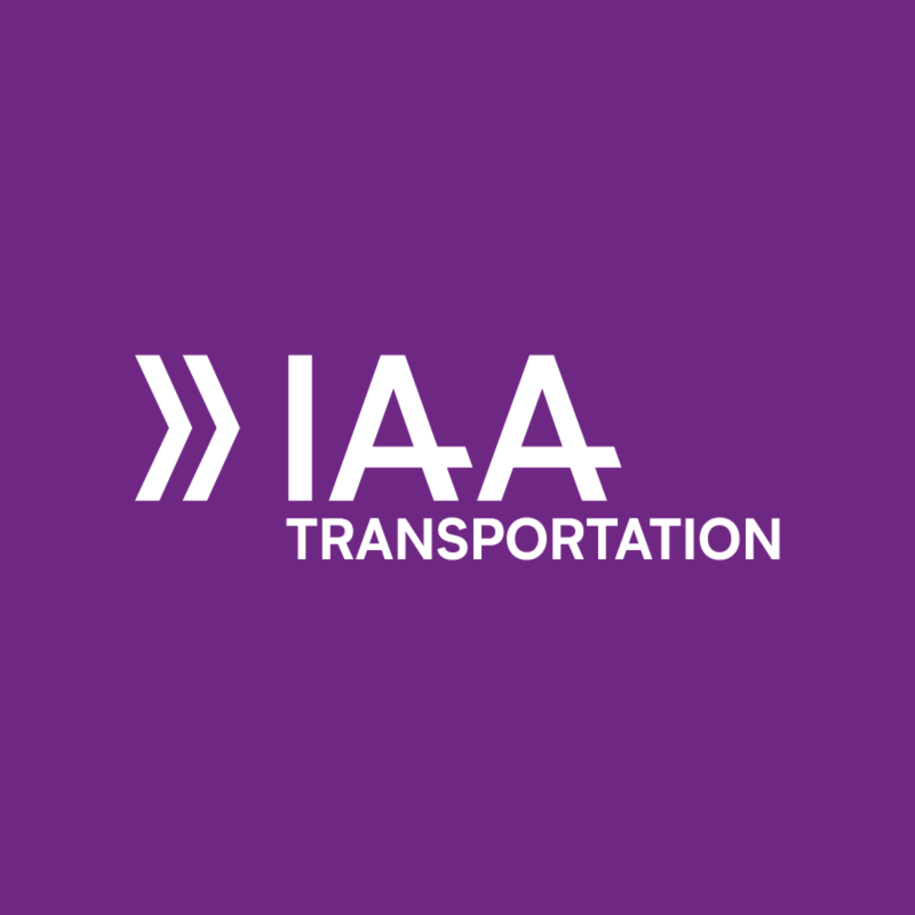 IAA Transportation logo in white on a purple background.