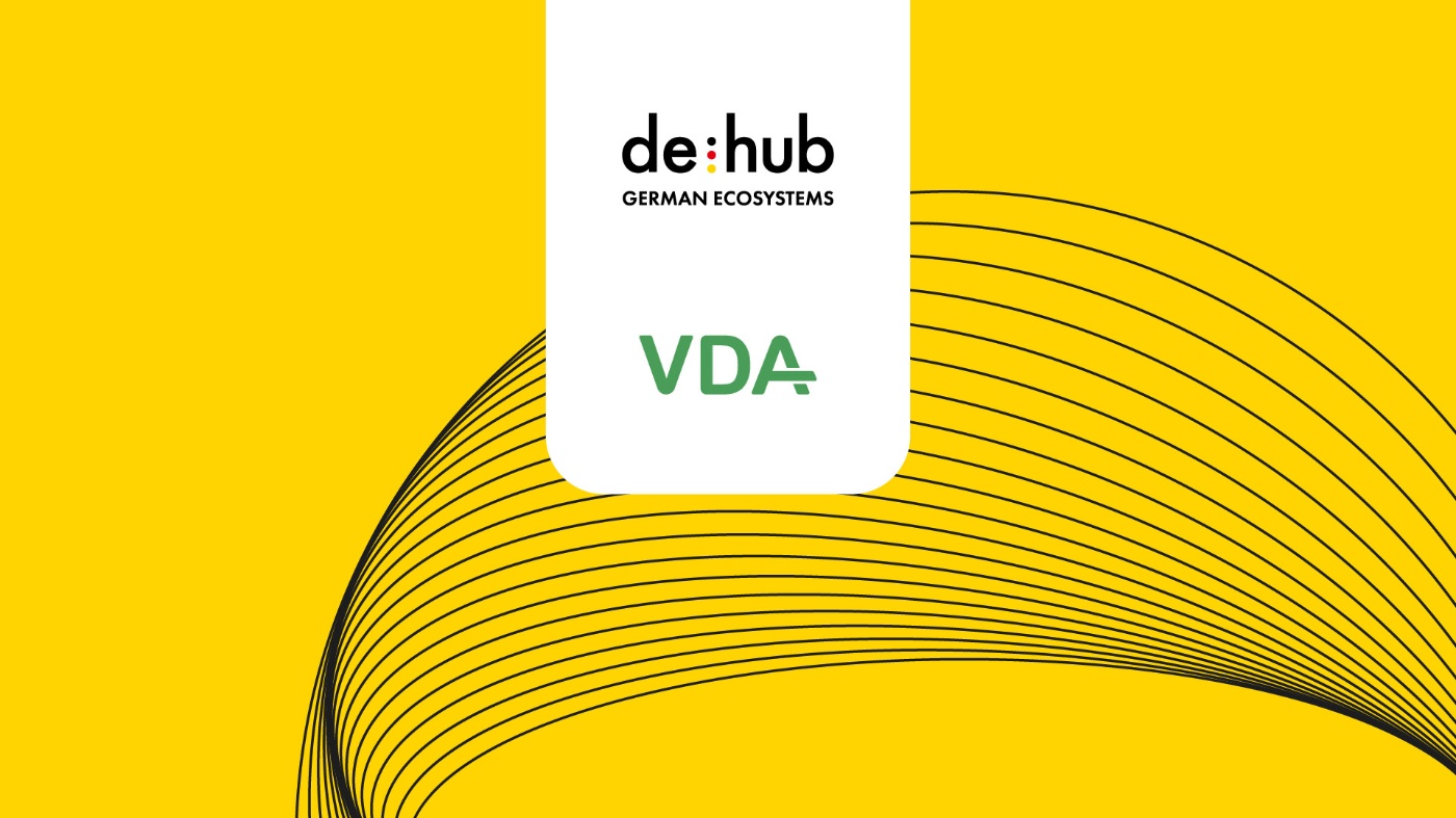 de:hub German Ecosystems and VDA logos on a yellow graphic background