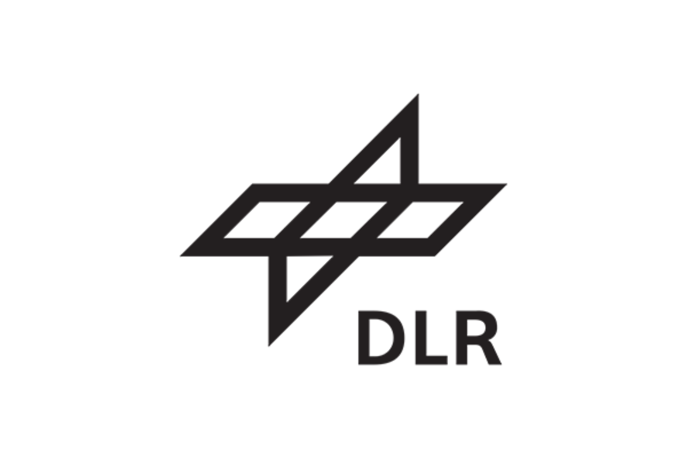 DLR-Logo mit stilisiertem geometrischem Symbol und Schriftzug DLR.