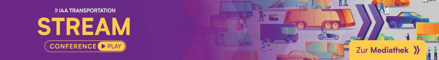 Banner mit Text „IAA Transportation Stream“ und Button „Zur Mediathek“