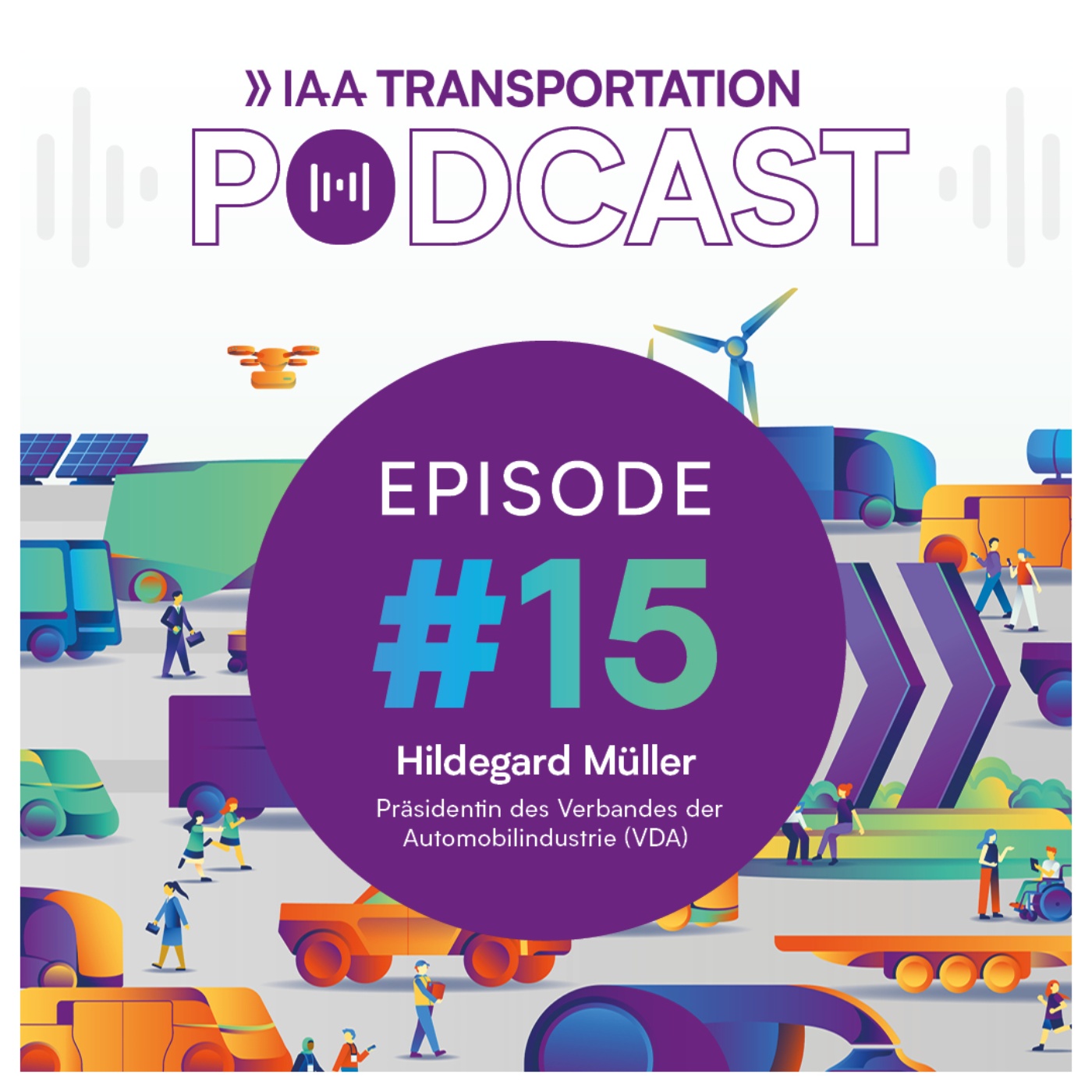 Web-Cover des IAA Transportation Podcast Episode 15 mit Hildegard Müller.