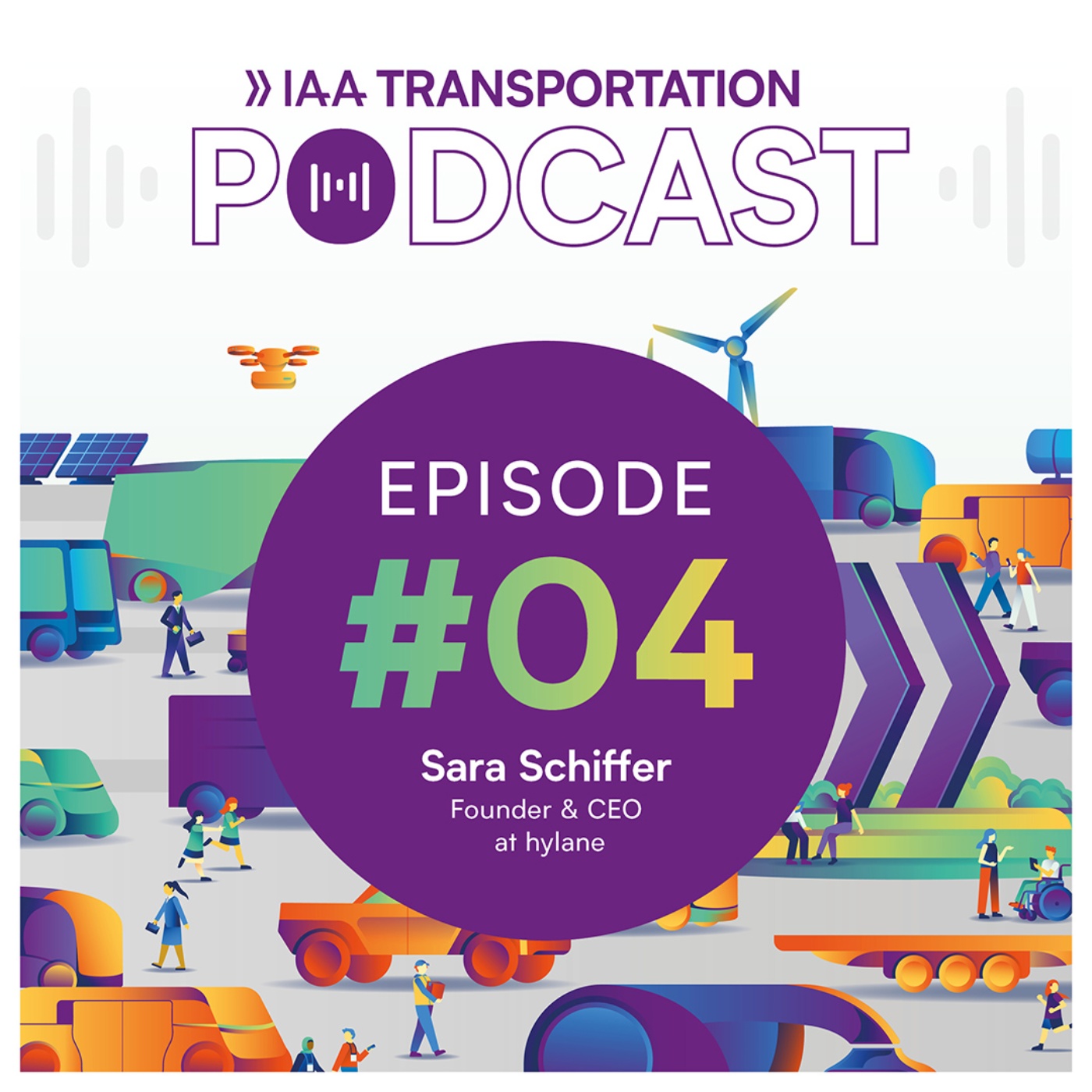 Cover of IAA Transportation Podcast Episode 04 with Sara Schiffer.