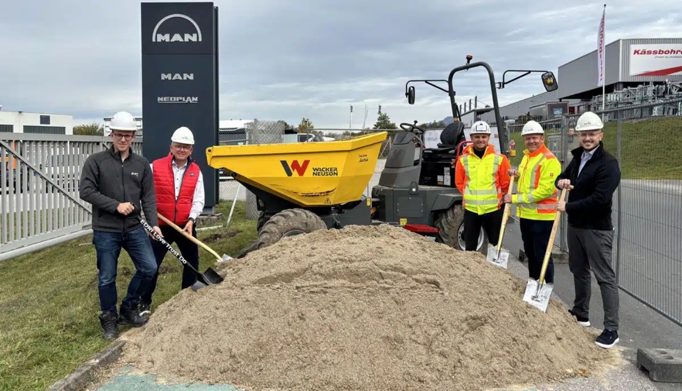 People are participating in a ground-breaking ceremony.