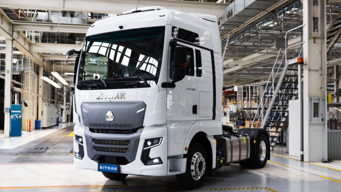 SITRAK truck cab standing inside a modern production hall.