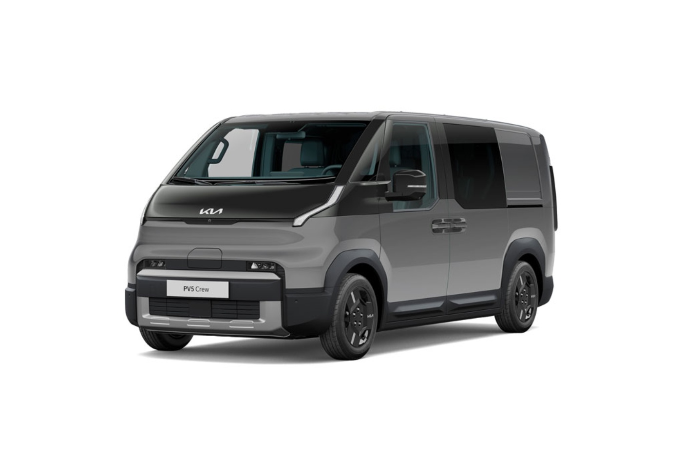 Kia van shown in studio view from the front at a slight angle.