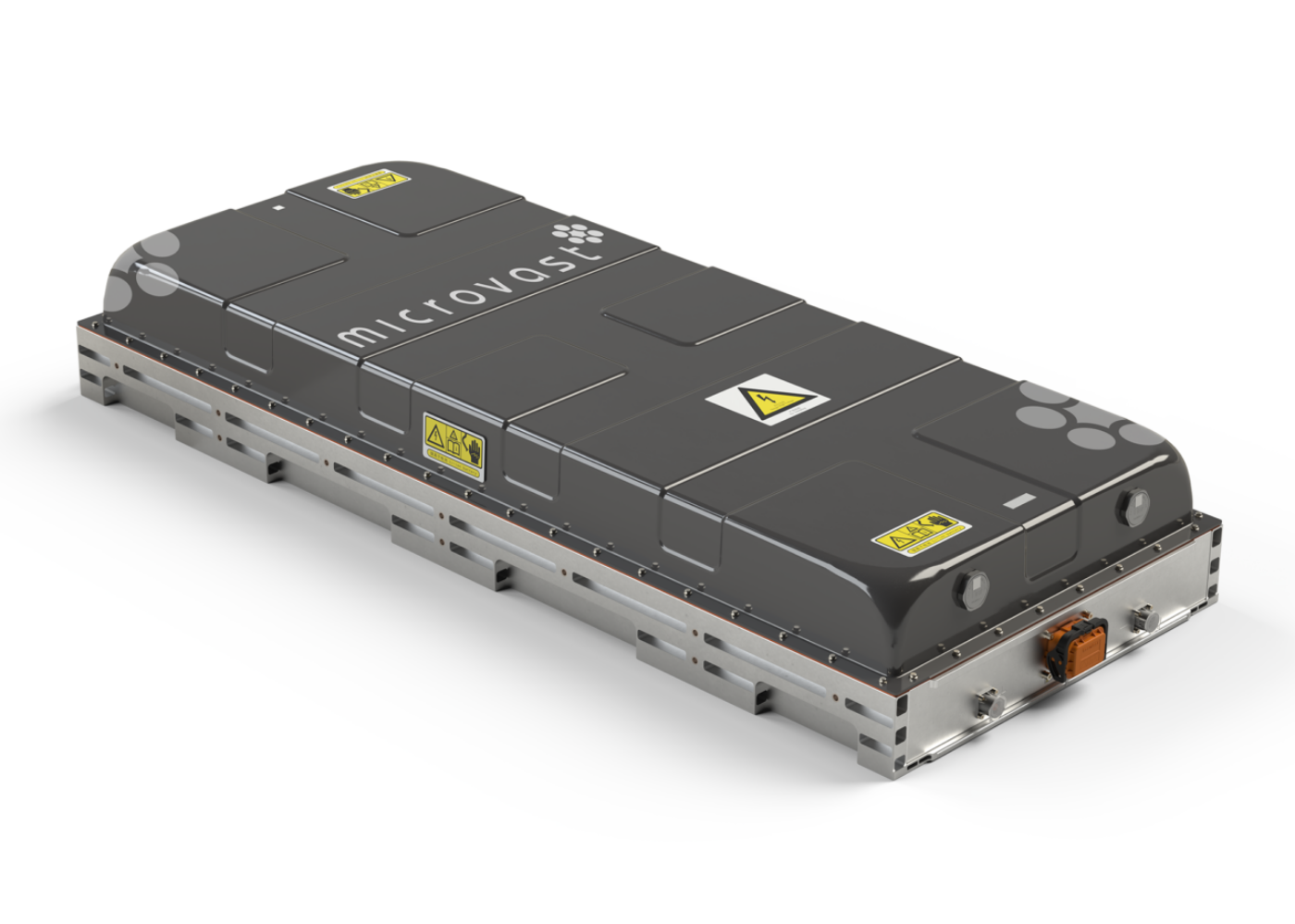 Rectangular Microvast battery module shown in a studio view.