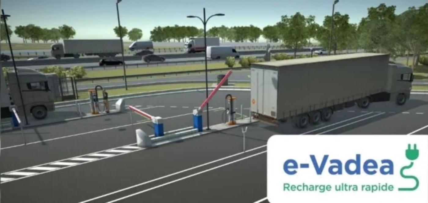 Rendering of an e-Vadea ultra-fast charging station for electric trucks.