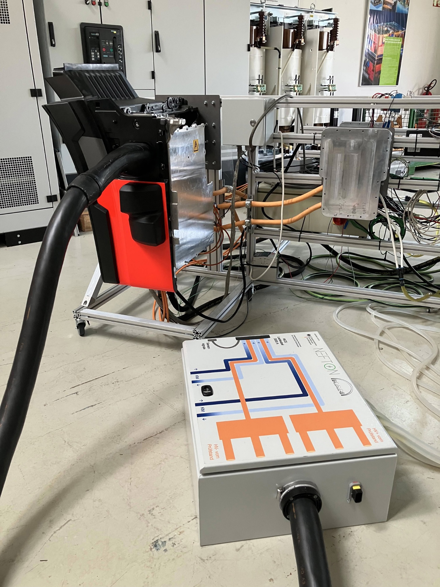 MAN Nefton megawatt charging system prototype with charging connector.