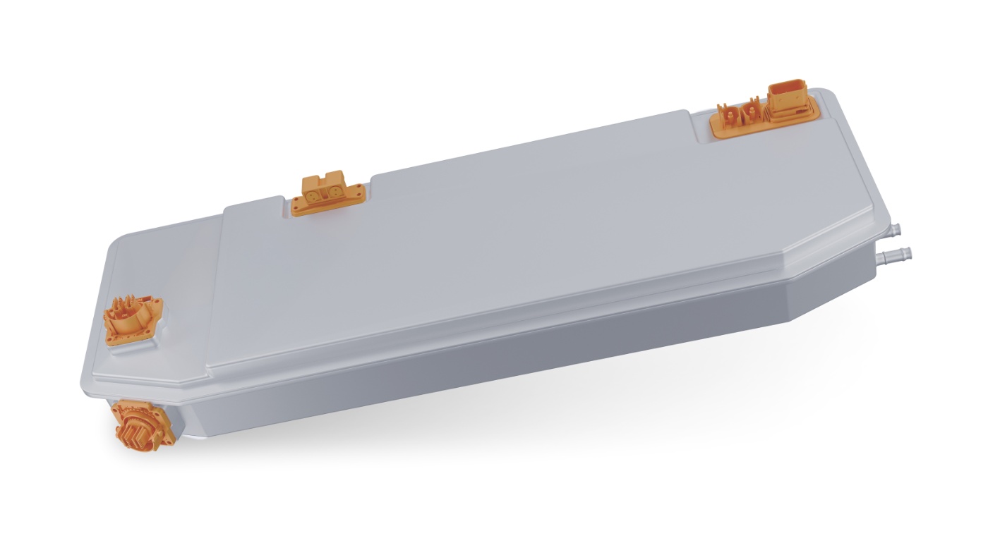 FORVIA-Batteriepaket in der Draufsicht vor weißem Hintergrund.