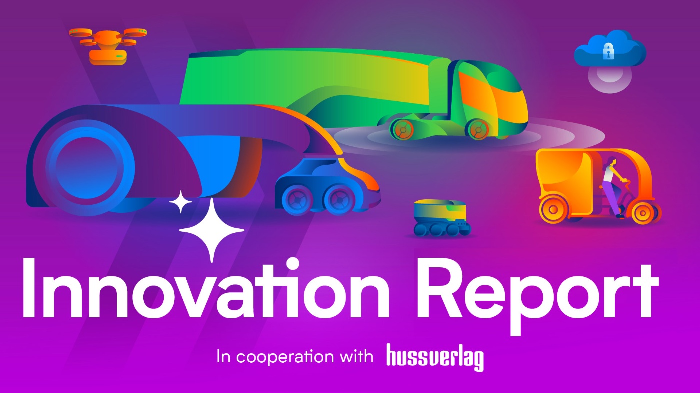 Innovation Report on mobility innovations with futuristic vehicles and a secure cloud.